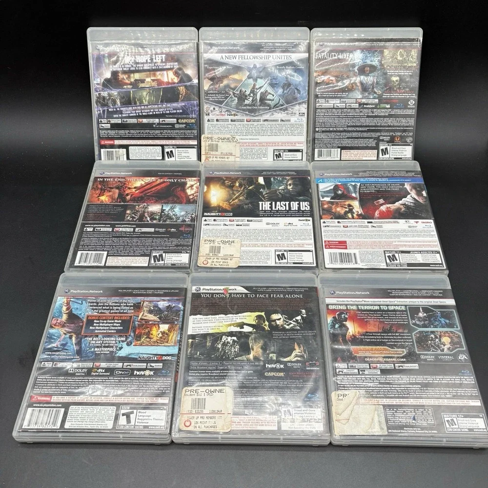Lot of‎ 9 PS3 Games CIB God of War The Last of Us Uncharted 2 Mortal Kombat +
